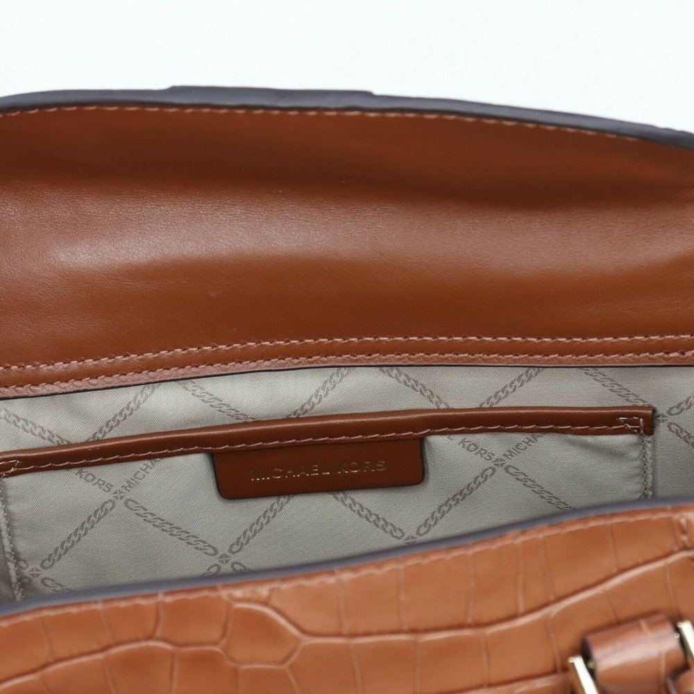Michael Kors Zoe Medium Embossed Leather Satchel Chestnut - Picture 9 of 9